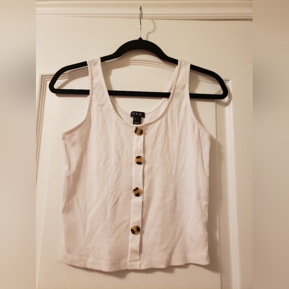 White button crop top size large